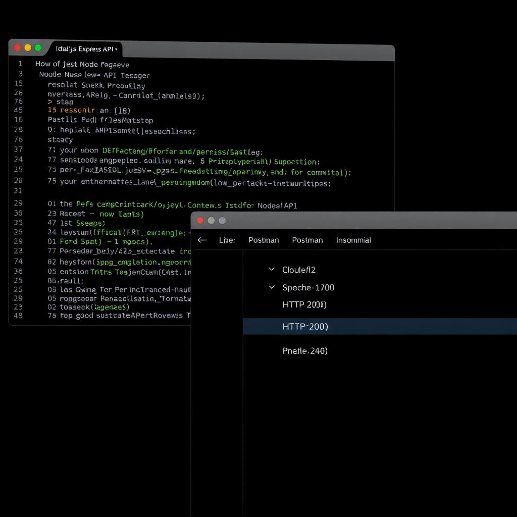 Backend & APIs — Node server logs alongside a JSON 200 response