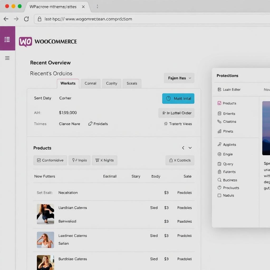 WordPress & WooCommerce admin with sales and product list
